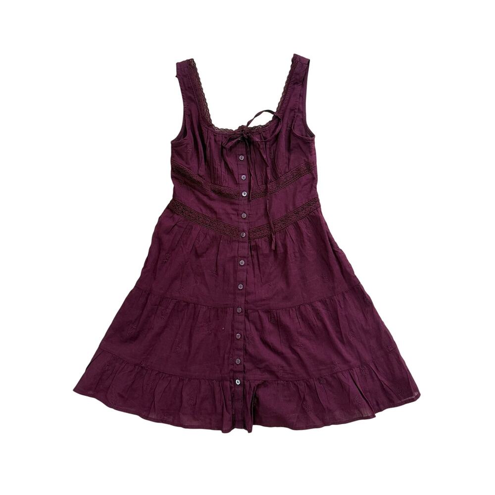 Gap Burgundy Boho Button Front Mini Dress (Size XXS)